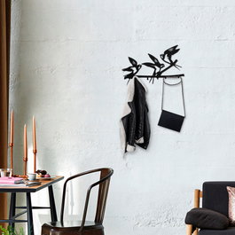 Wallity Kuşlar Gancho de pared metálico Negro